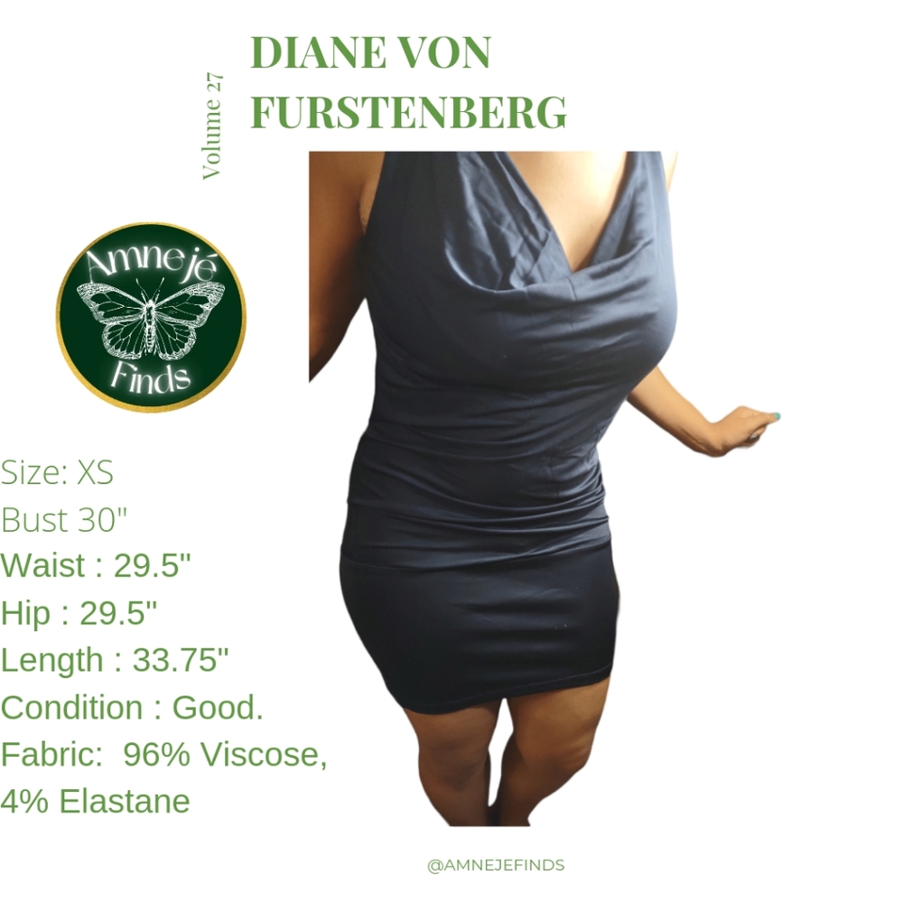 Diane Von Furstenberg Blue Cowl Neck Mini Dress